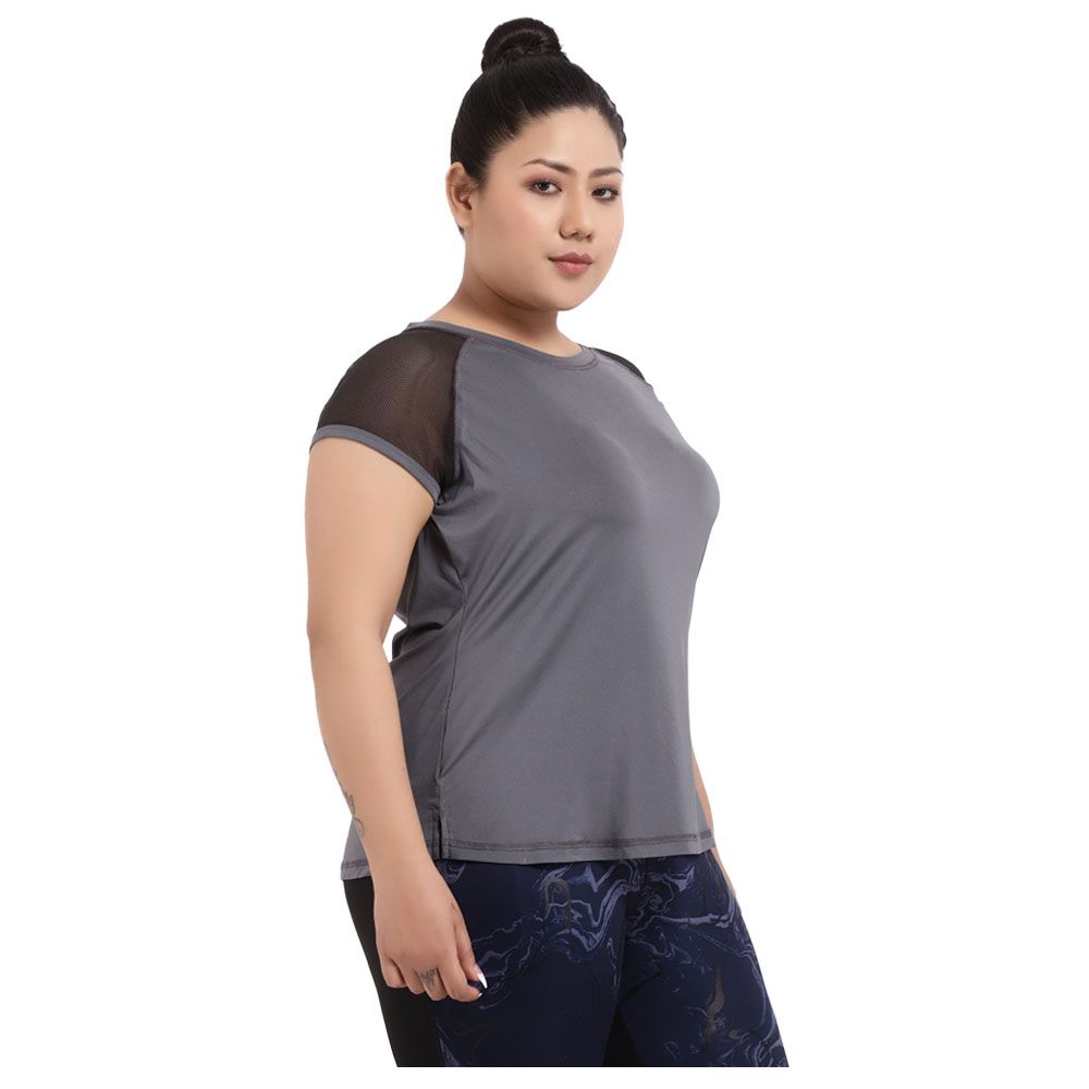 Studioactiv - Mesh Classy Lady Tee Curvy - Grey