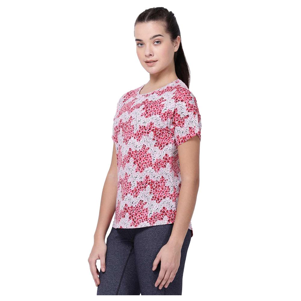 Studioactiv - Printed Ace Tee Curvy - Pink Red_2XL