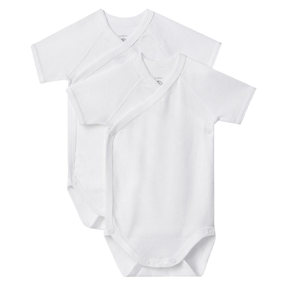 Petit Bateau - 2pc-Set - Solid Short Sleeves Bodysuit - White 