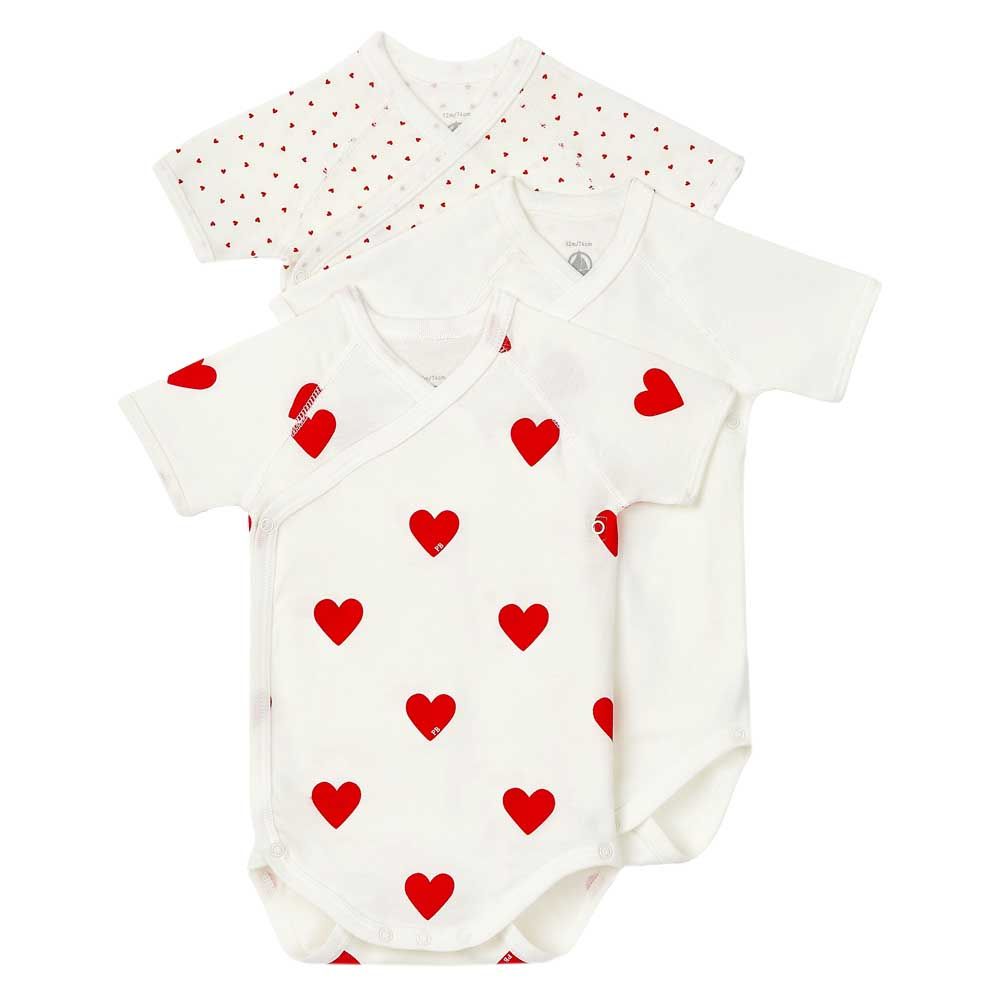 Petit Bateau - 3pc-Set - Baby's Heart Wrapover Bodysuit - White