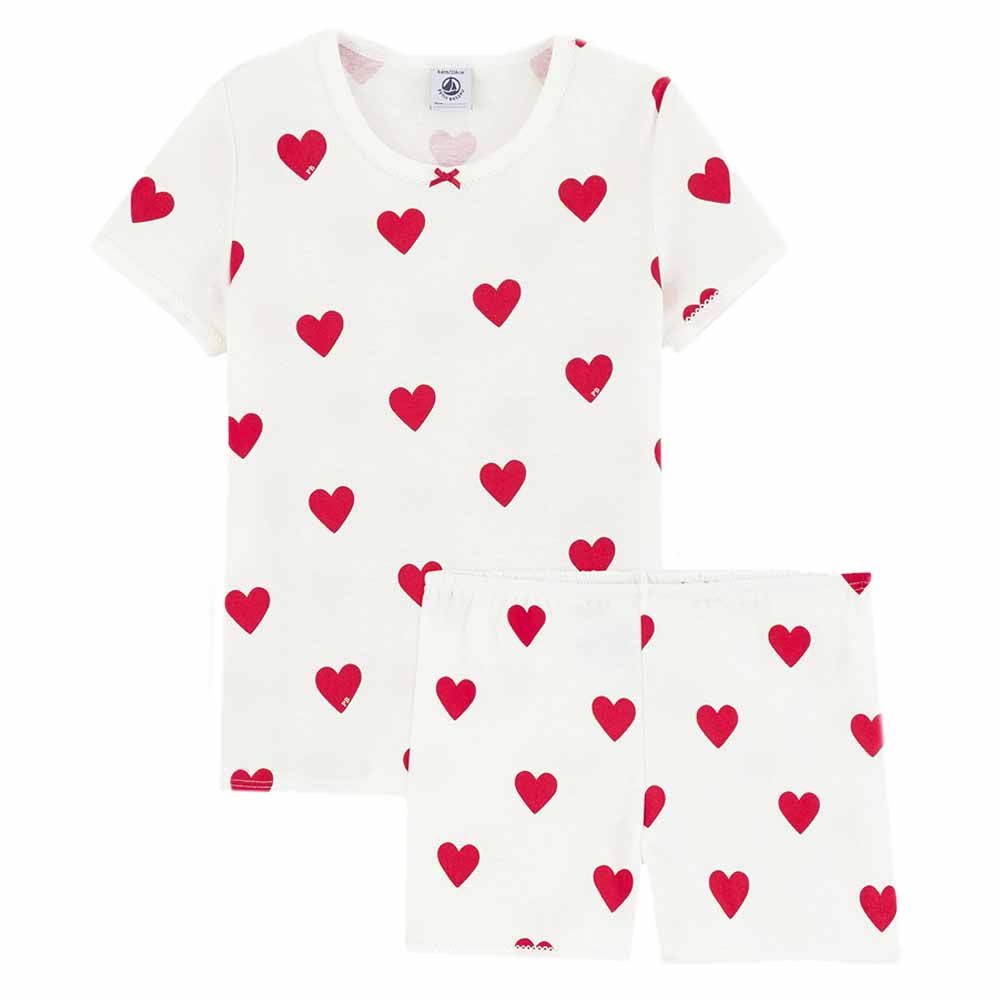 Petit Bateau - 2pc-Set - Girl's Heart T-Shirt & Shorts - White