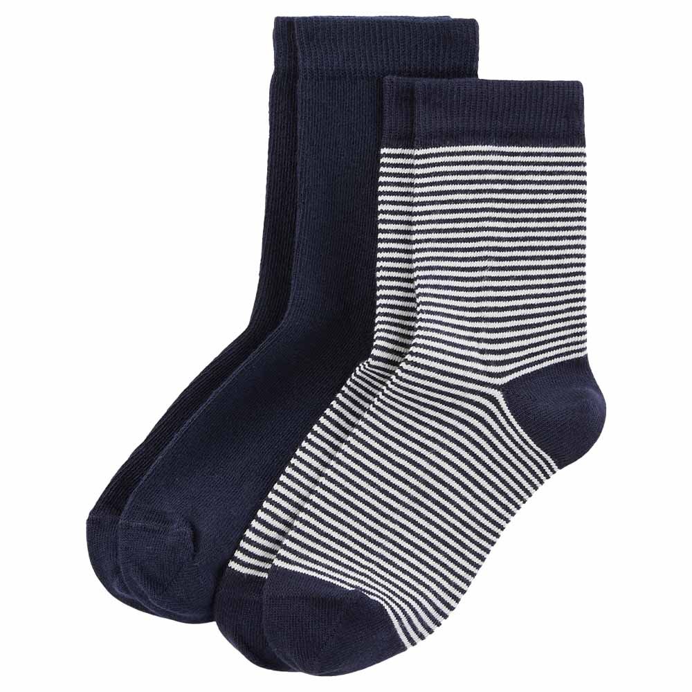 Petit Bateau - 2pc-Set - Boy's Solid & Striped Socks