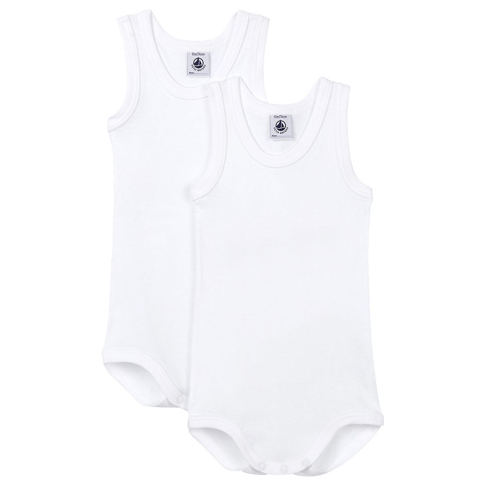 Petit Bateau - 2pc-Set - Baby's Sleeveless Bodysuit - White