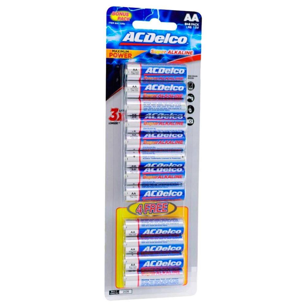 AC Delco - Alkaline Blister Card AA Battery Pack Of 12