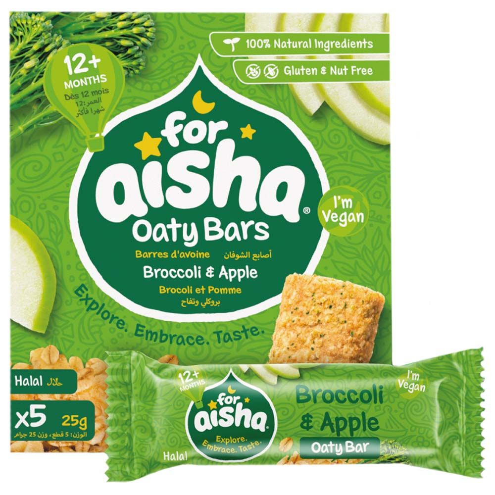 For Aisha - Oaty Bars - Broccoli & Apple - 25g - 5pcs