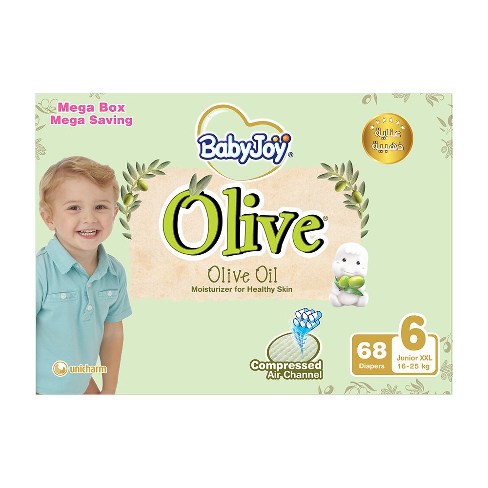 BabyJoy - Olive Diapers | Size 6 - XXL - 16+Kg - Mega Box - 68pcs