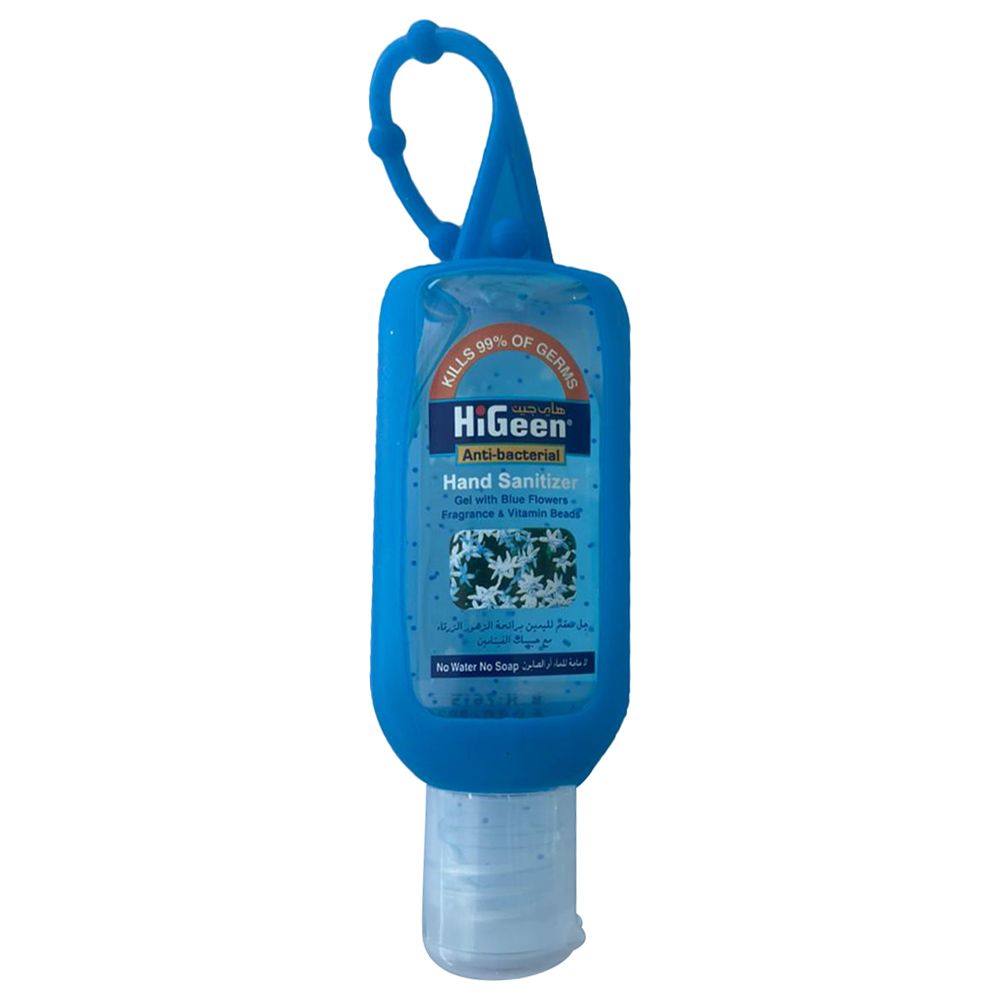 Higeen - Hand Sanitizer w/ Holder - Blue Flowers - 50Ml