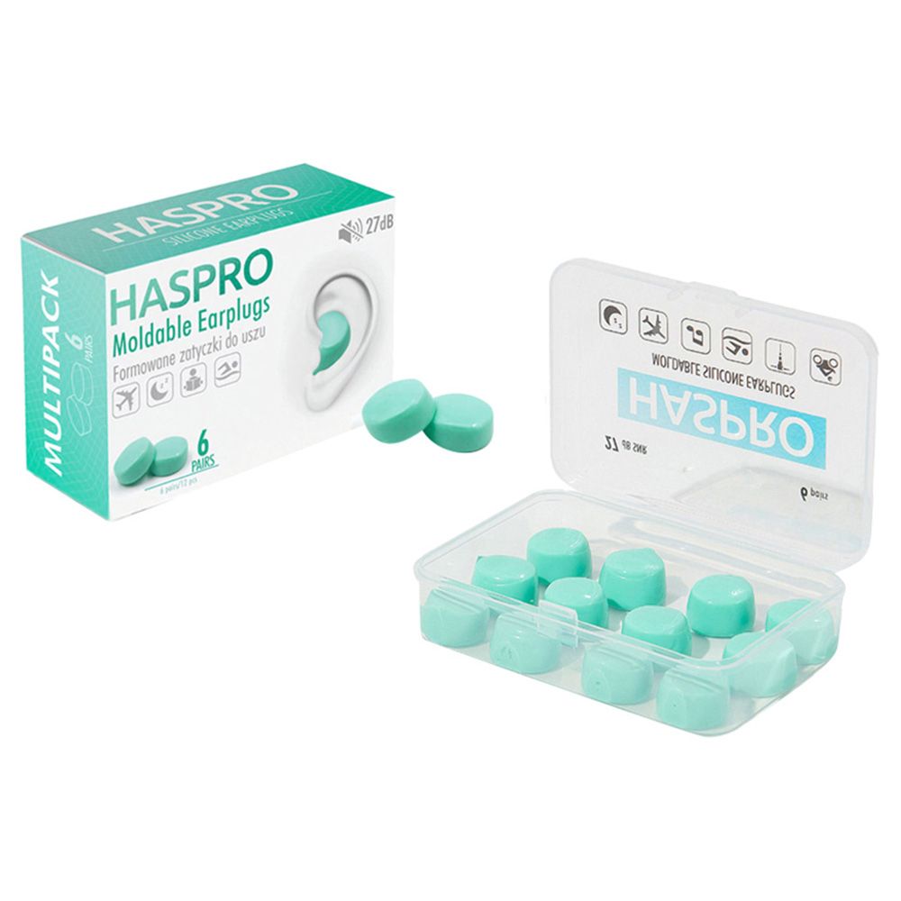 Haspro - Moldable Earplugs Pack of 12 - Mint