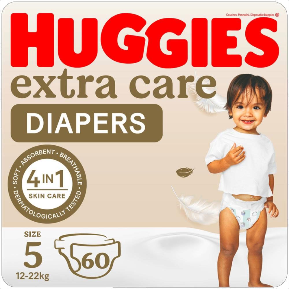 Huggies - Extra Care Baby Diapers, Size 4, 8 -14 kg, Jumbo Pack, 68 Diapers - Packaging May Vary