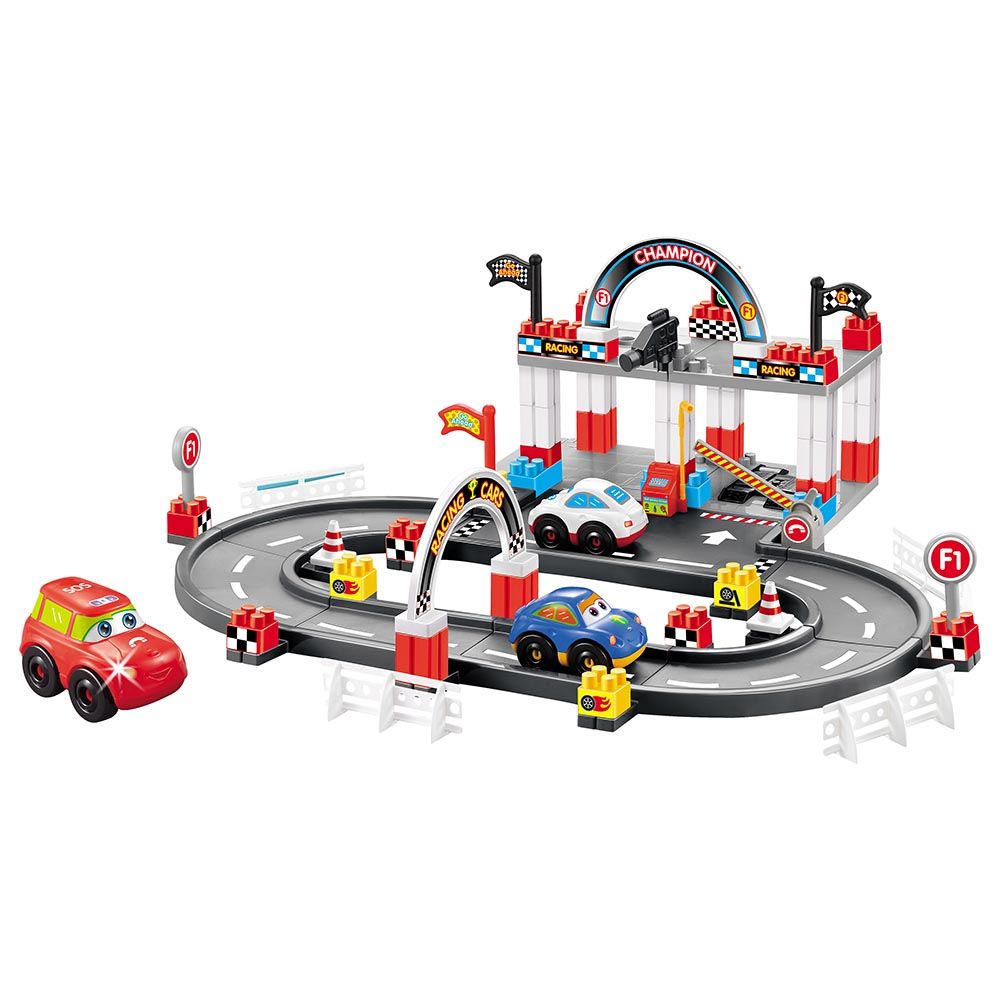 Jawda - Race Track Building Blocks With 3 Cars - 87pcs