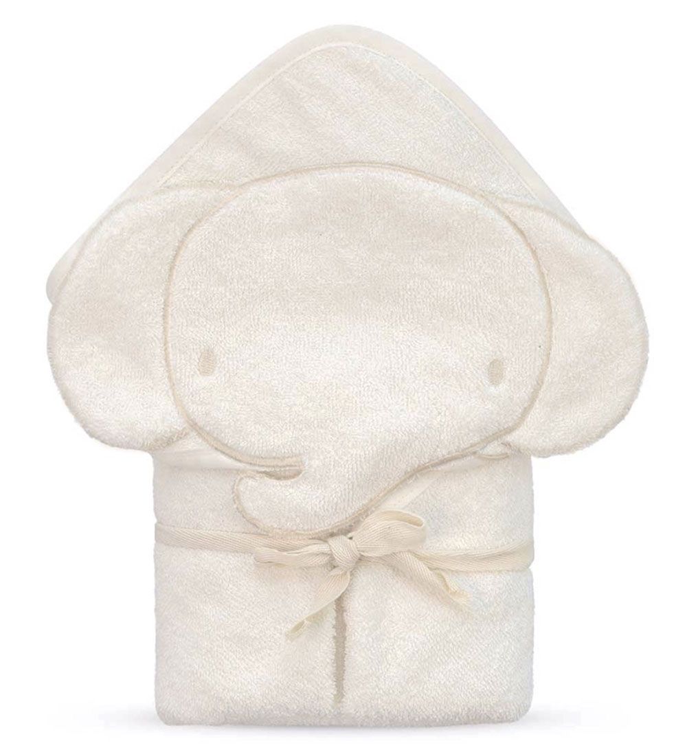 Tiny Toes - Elephant Ears Cotton Hooded Baby Towel - White (Exclusive)