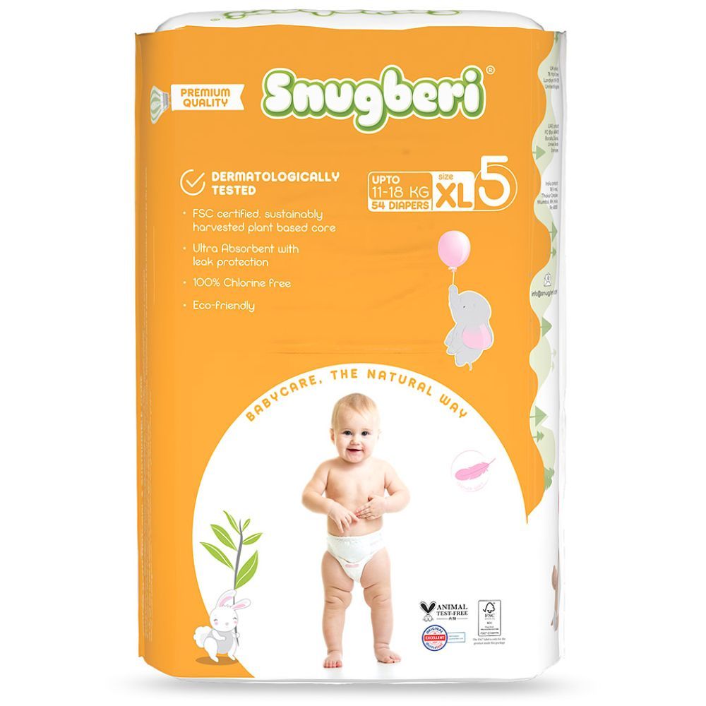 Snugberi - Premium Eco-friendly Diaper Size 5 X large 11-18kg - Mega Pack 54pcs