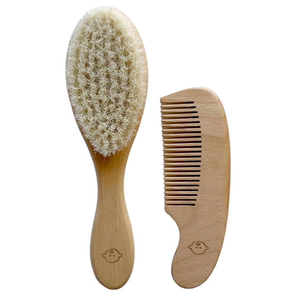 Baby Boss - Wooden Baby Brush & Comb Set - Brown