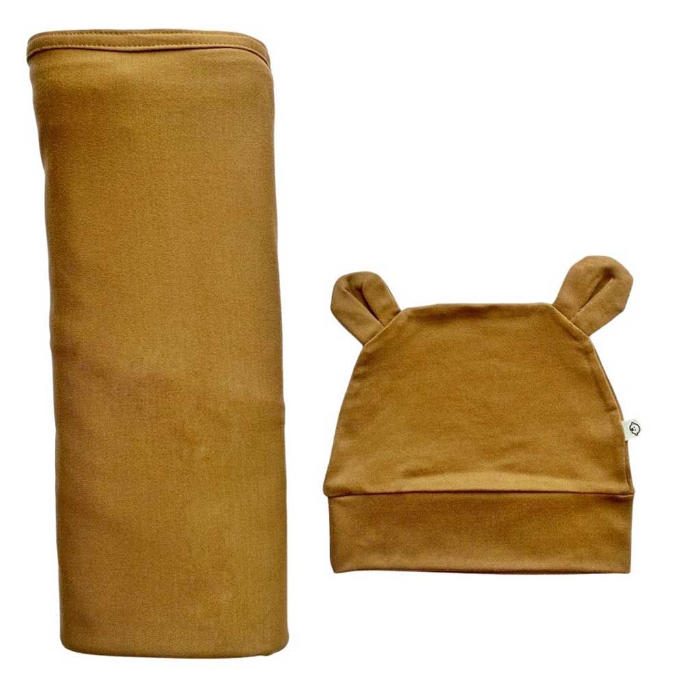 Baby Boss - Organic Bamboo Swaddle & Beanie Set - Brown