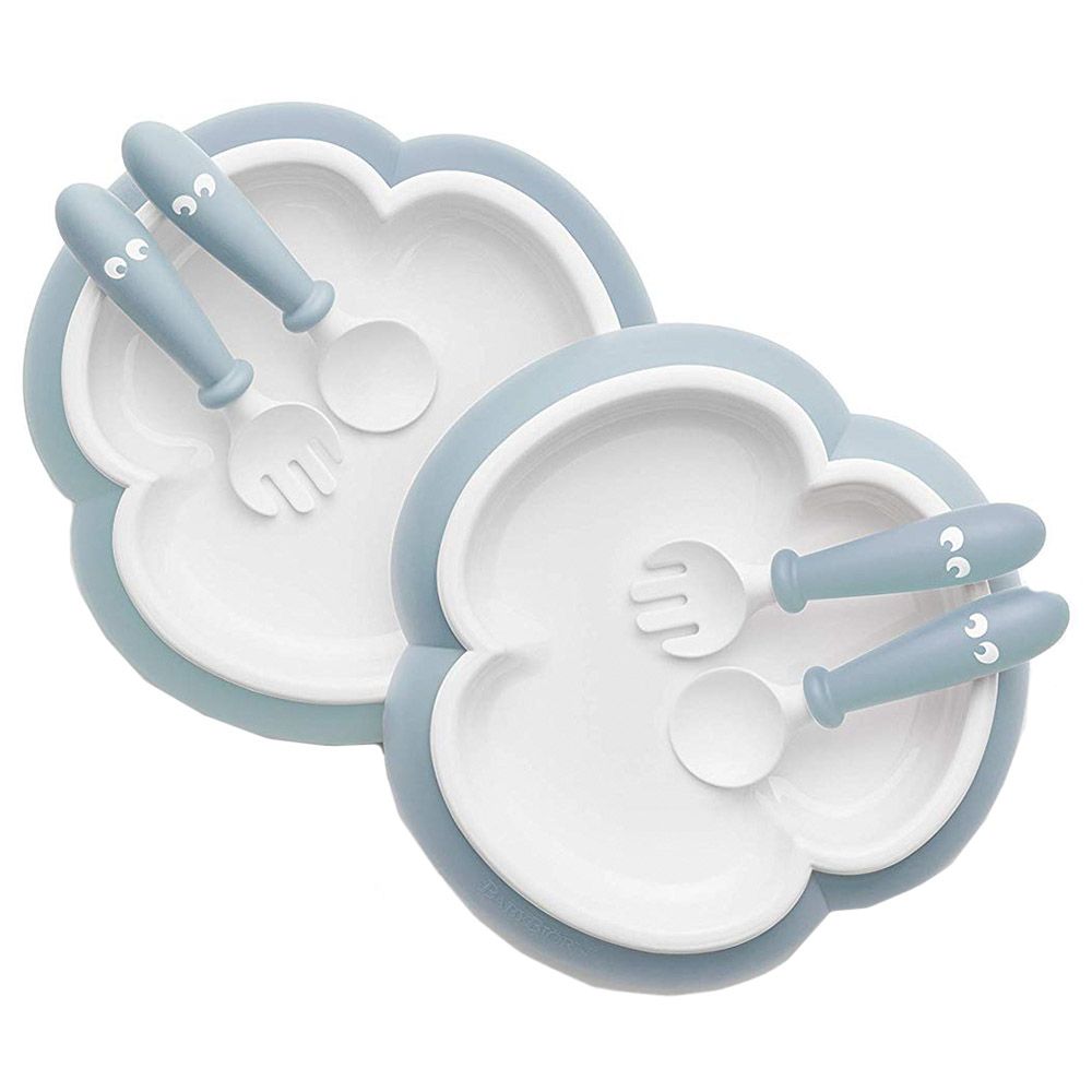 BABYBJORN - Baby Plate, Spoon, Fork set- 6Pcs - Powder Blue