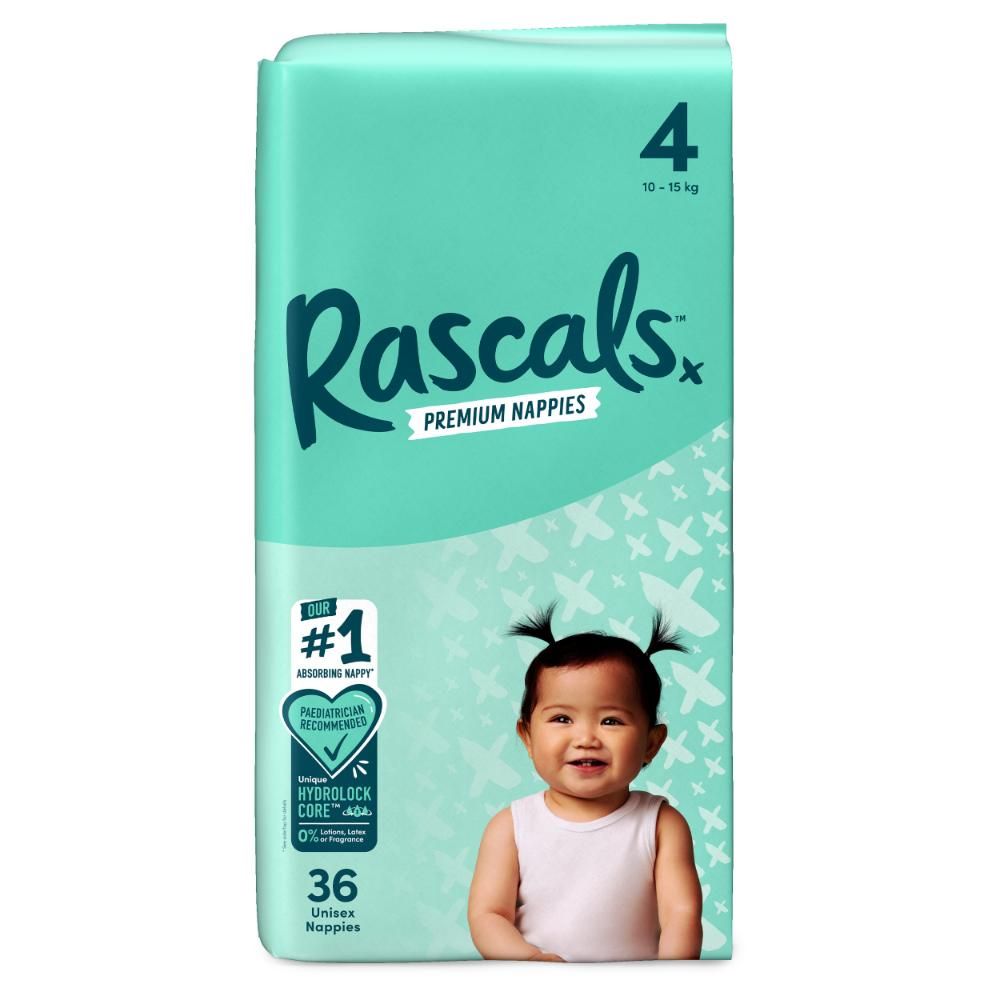 Rascal + Friends - Toddler Nappies - 10-15 Kg - Size 4 - 36pcs