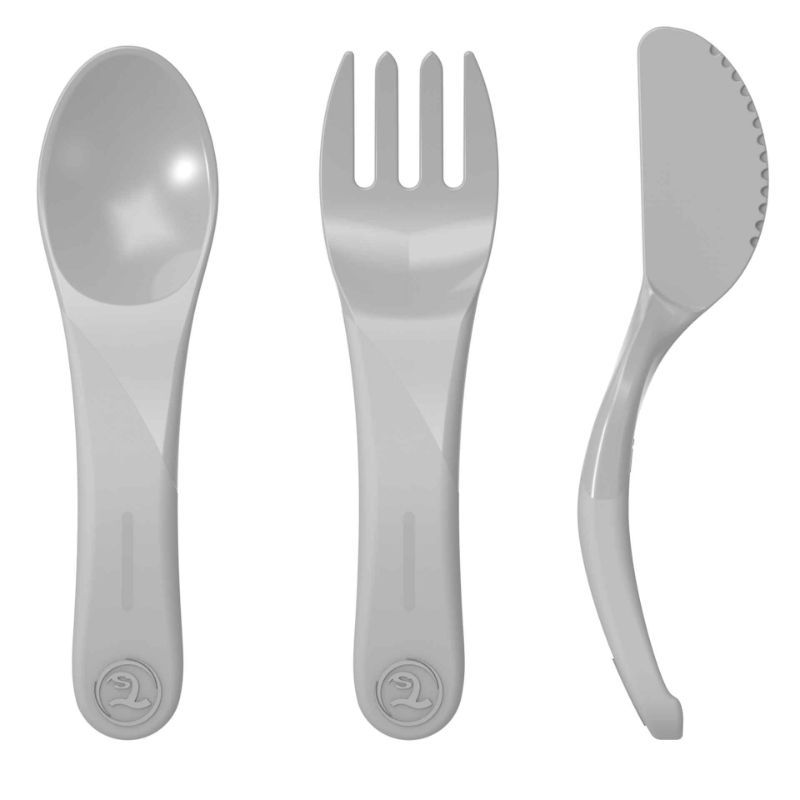 Twistshake - Learn Cutlery 6+m - Pastel Grey