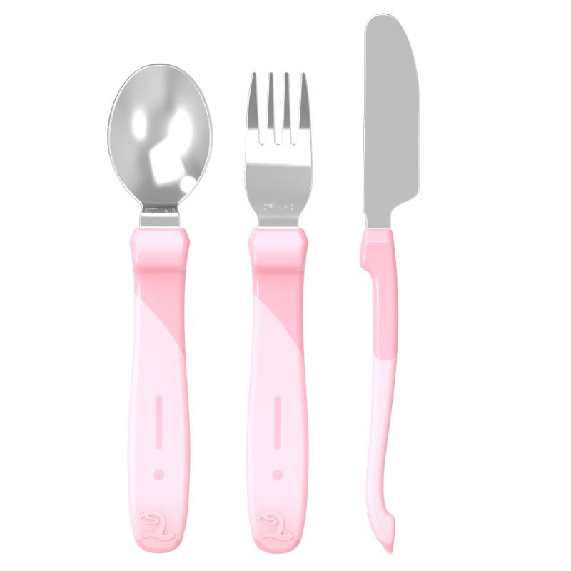 Twistshake - Learn Cutlery Stainless Steel 12+m - Pastel Pnk