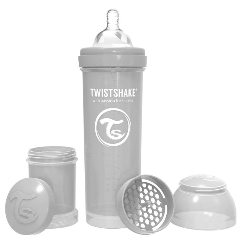 Twistshake - Anti-Colic Feeding Bottle 330ml - Pastel Grey