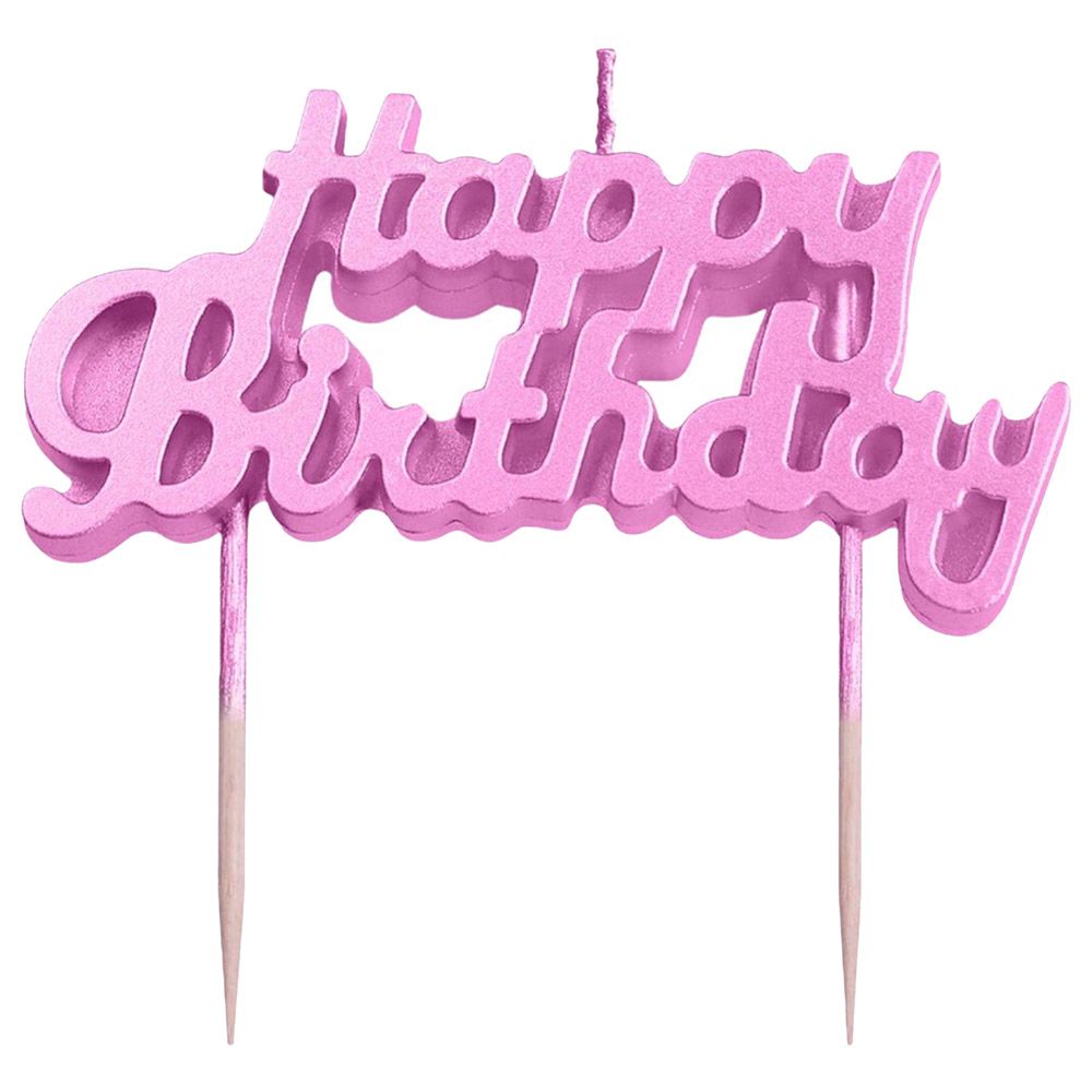 Highland - Happy Birthday Candle Cake Topper - Pink