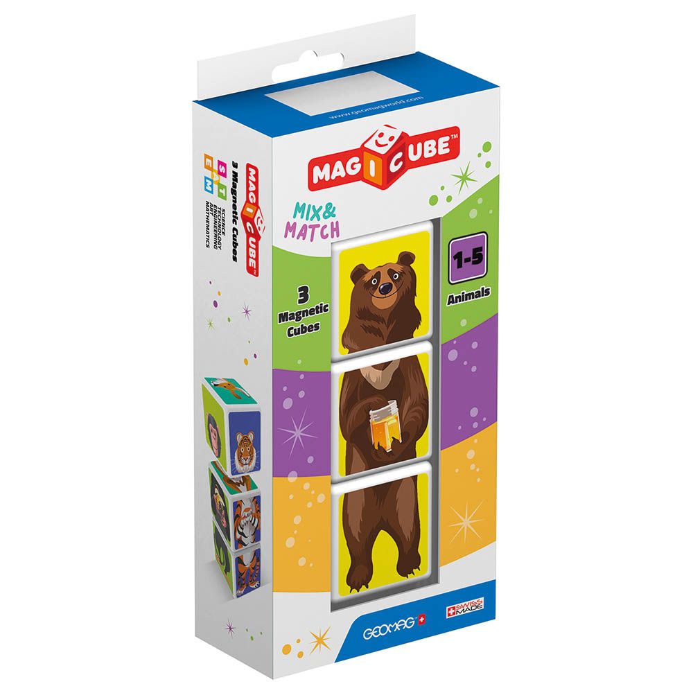 Geomag - Magicube Mix & Match Animals Magnetic Cubes 3pcs