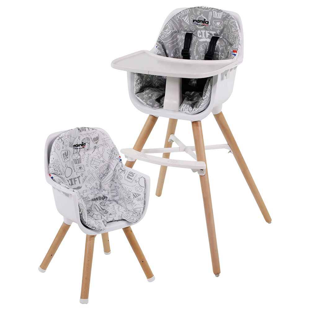 NANIA - Paulette 2In1 Highchair W/ Reversible Cushion - Typo