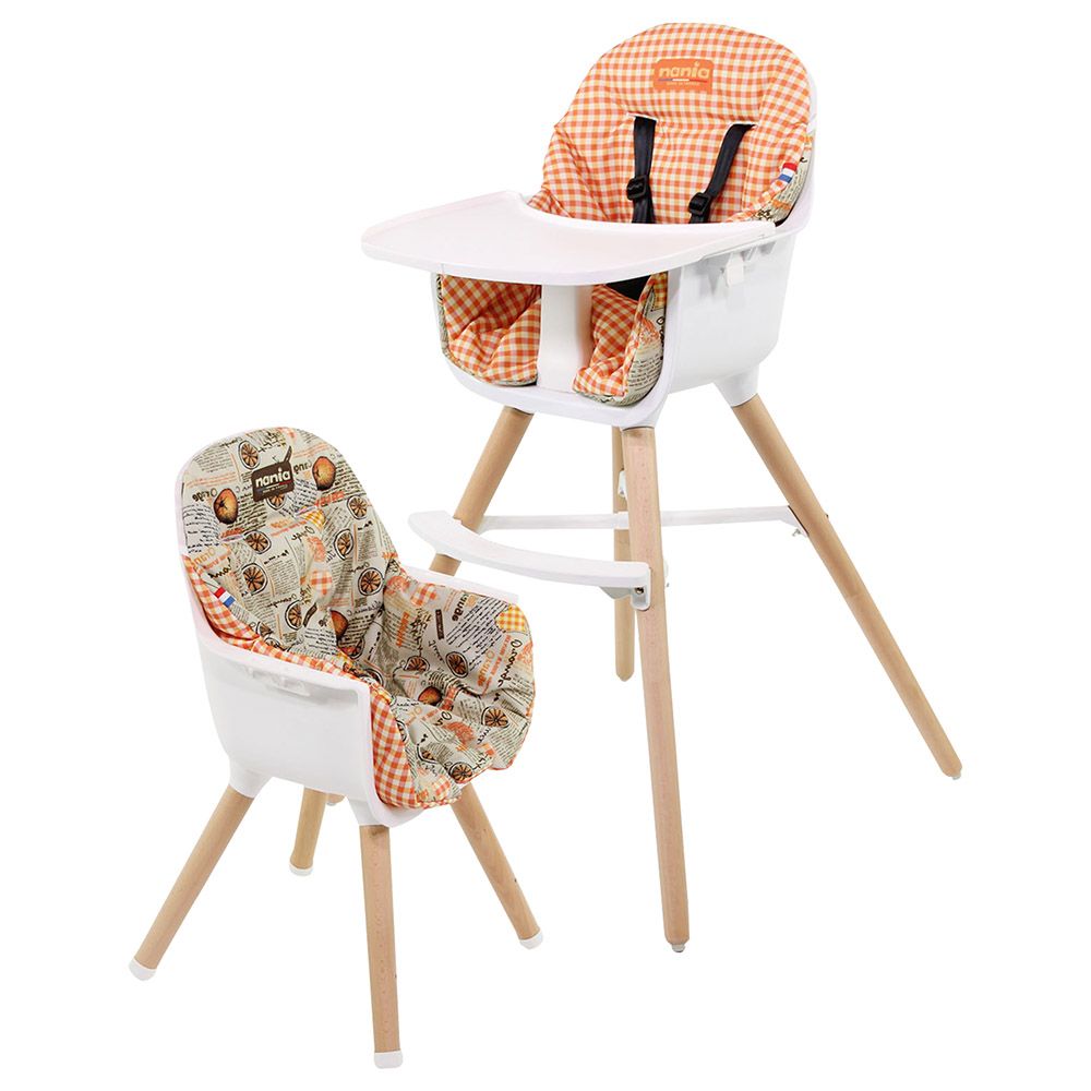 NANIA - Paulette 2In1 Highchair W/ Reversible Cushion - Orange