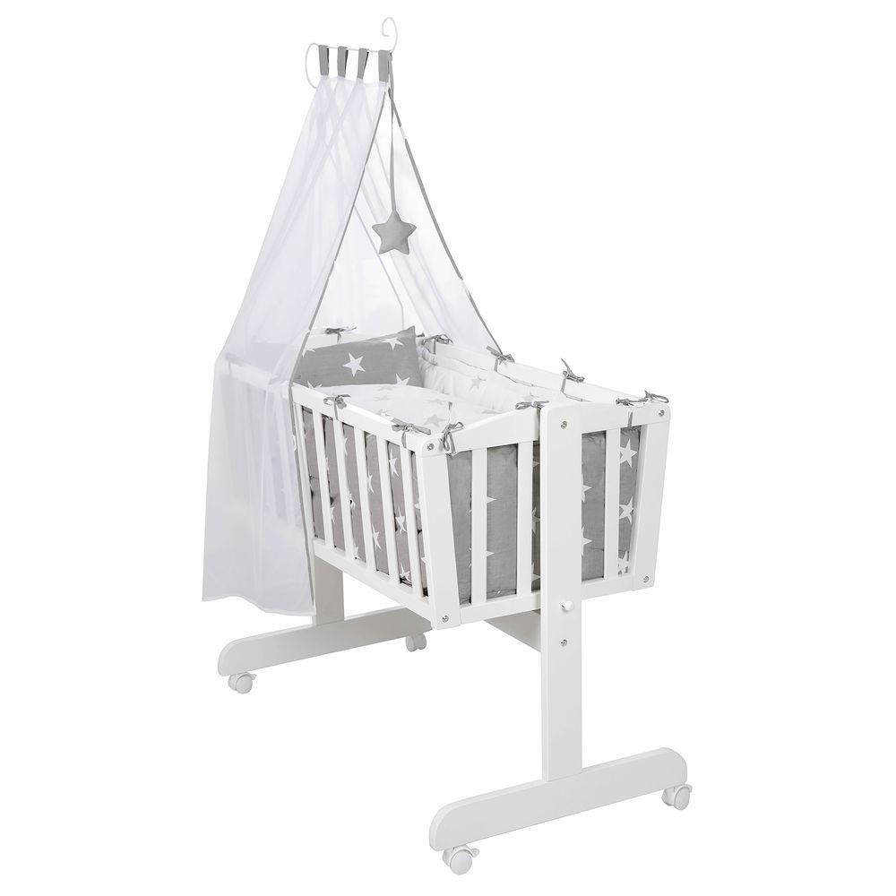 Roba - Wooden Cradle 40 x 90 cm W/ Bedding Set And Accessories