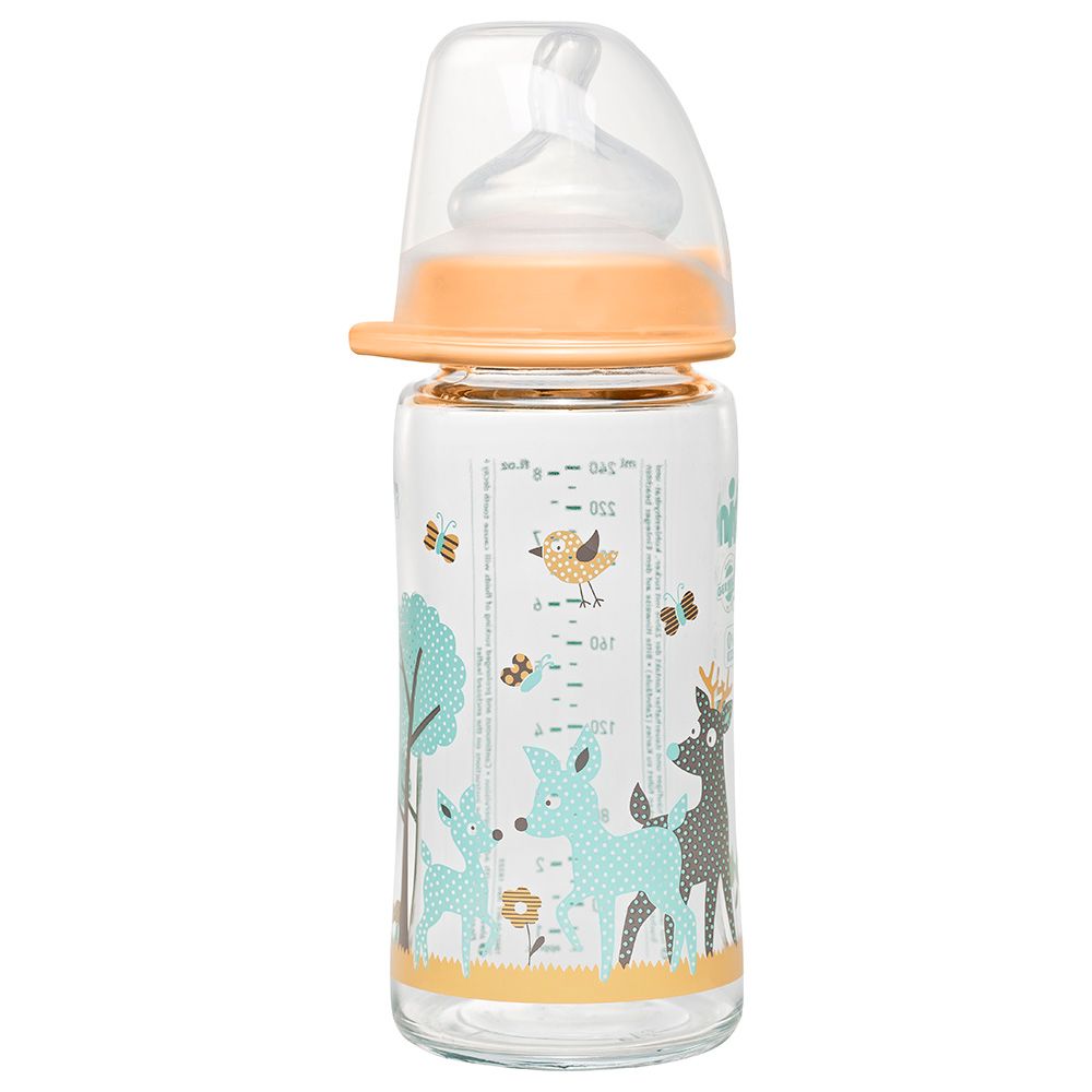 Nip - Wide Neck Glass Bottle 240ml 0m+ - Deer Girl