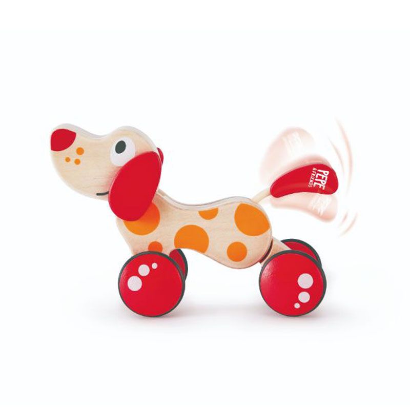 Hape - Puppy Push & Pull Walk-A-Long Wooden Toy 