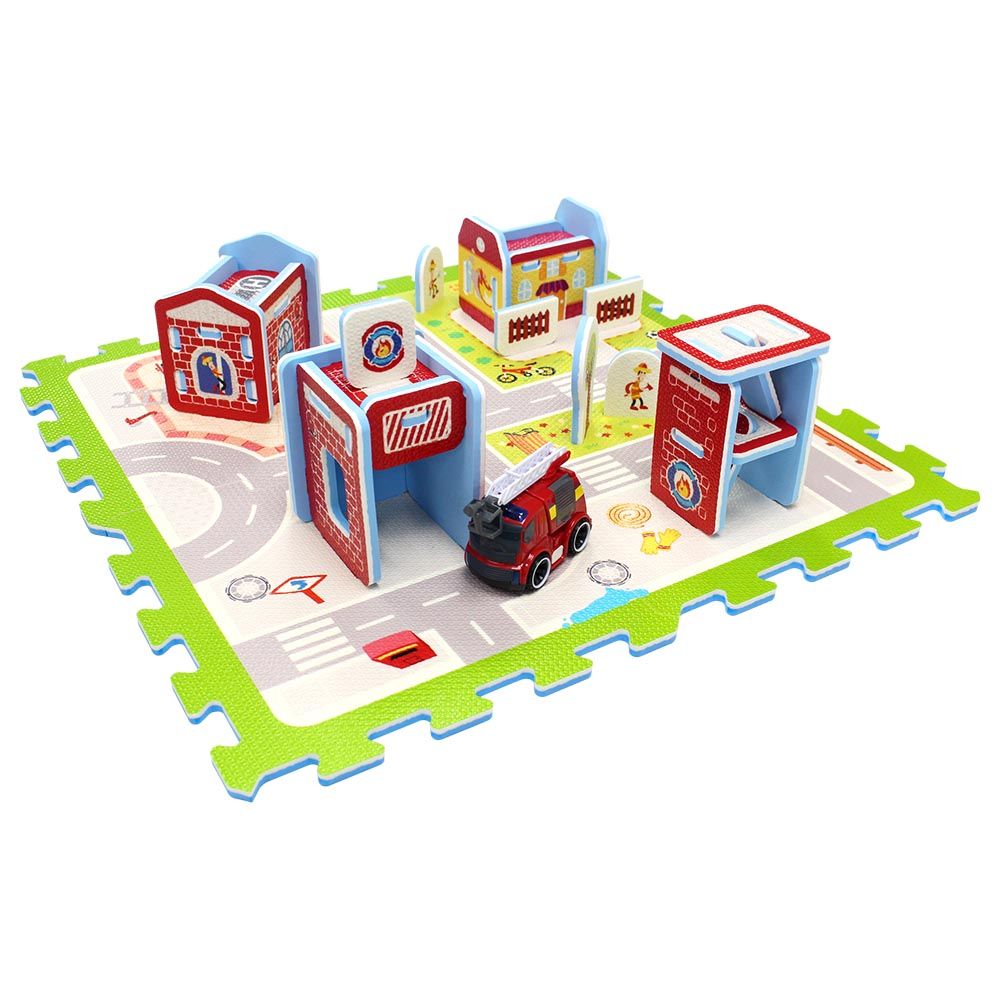 Sunta - Fire Station Adventures With Fire Engine Puzzle Mat