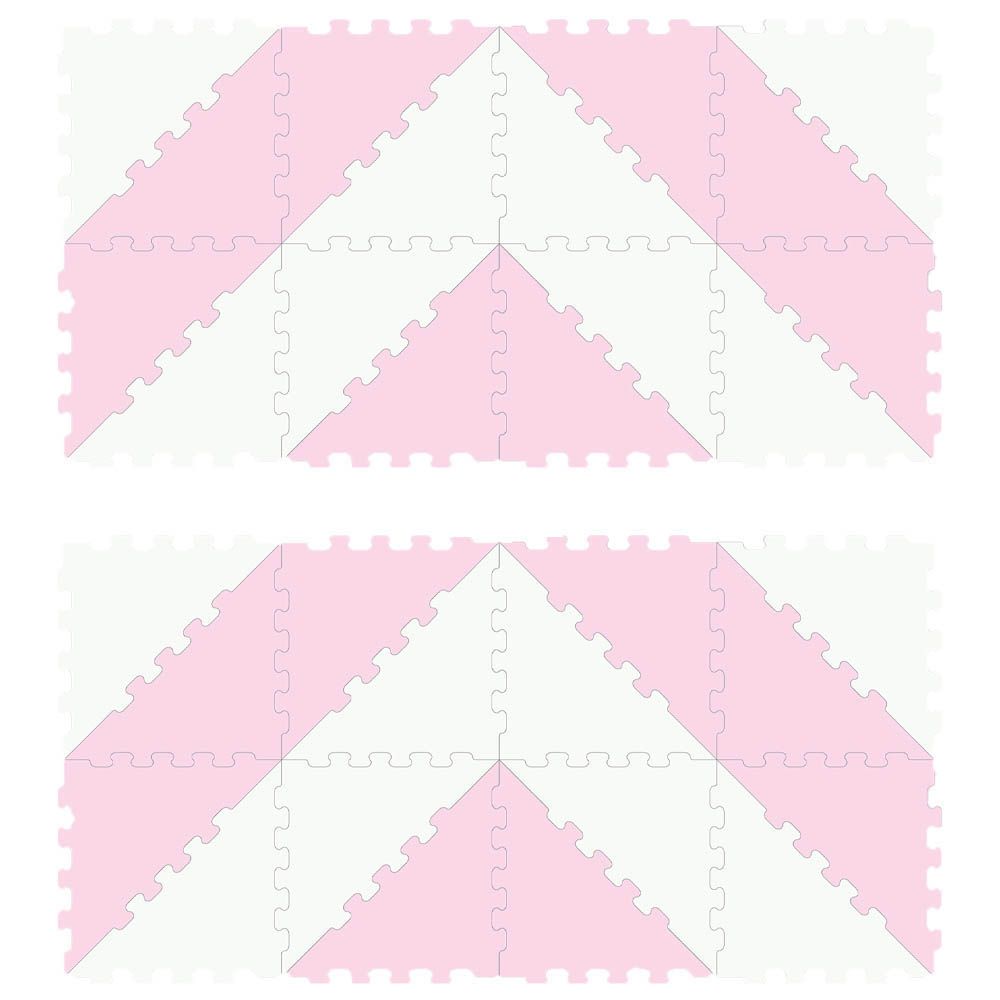 Sunta - 2-Colours Triangle Puzzle Floor Mat 32pcs - Pink/White