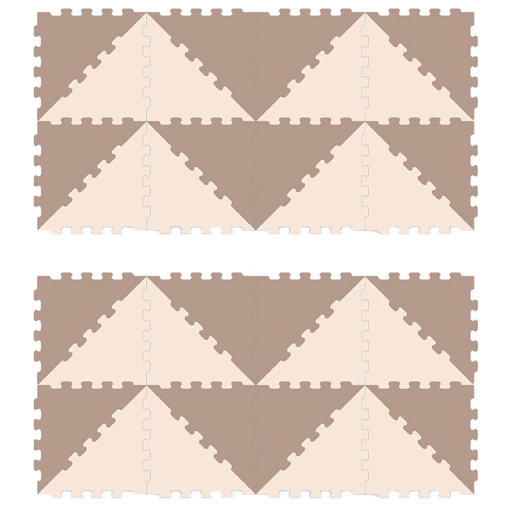 Sunta - 2-Colours Triangle Puzzle Floor Mat 32pcs - Brown/Beige