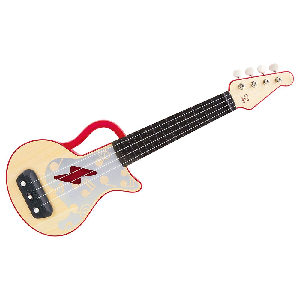 Hape - Learn with Lights Electric Ukulele Wooden Instrument - Red