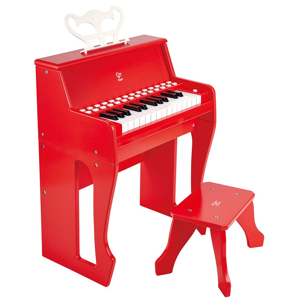 Hape - 25-key Electric Musical Piano W/ Lights & Stool - Red