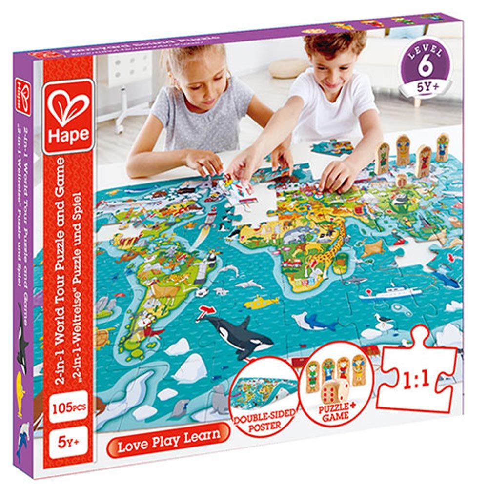 Hape - 2-in-1 World Tour Puzzle And Game