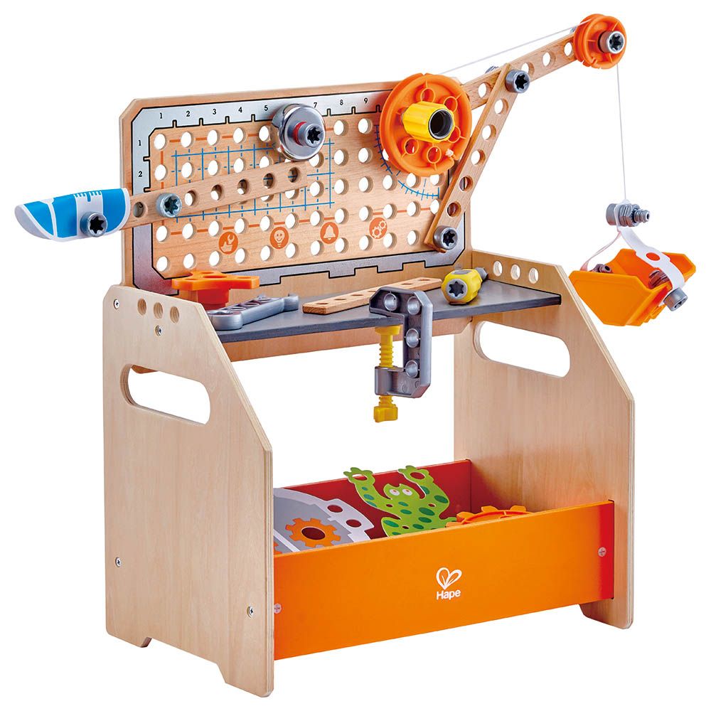 Hape - Junior Inventor Discovery Scientific Wooden Workbench - 58pc