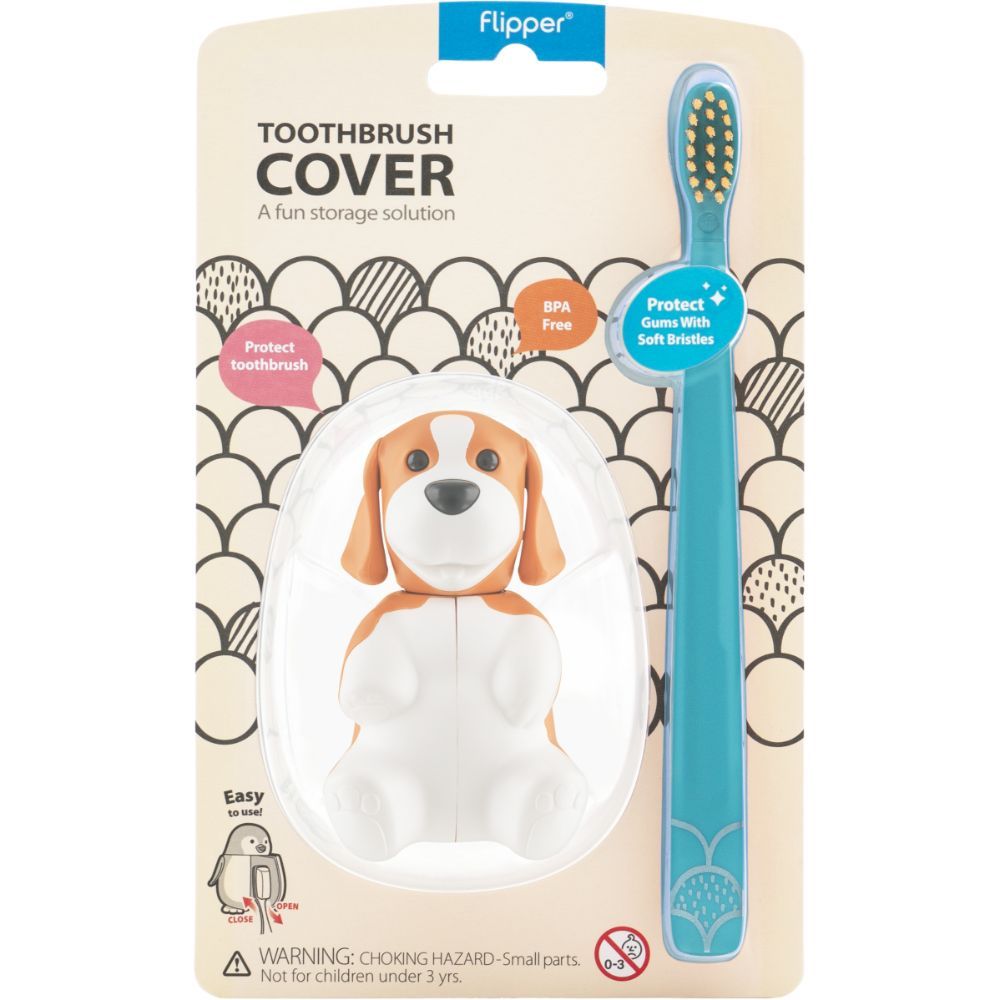 Filpper - Fun Animal Toothbrush W/ Holder for Kids - Beagle (Colour May Vary)