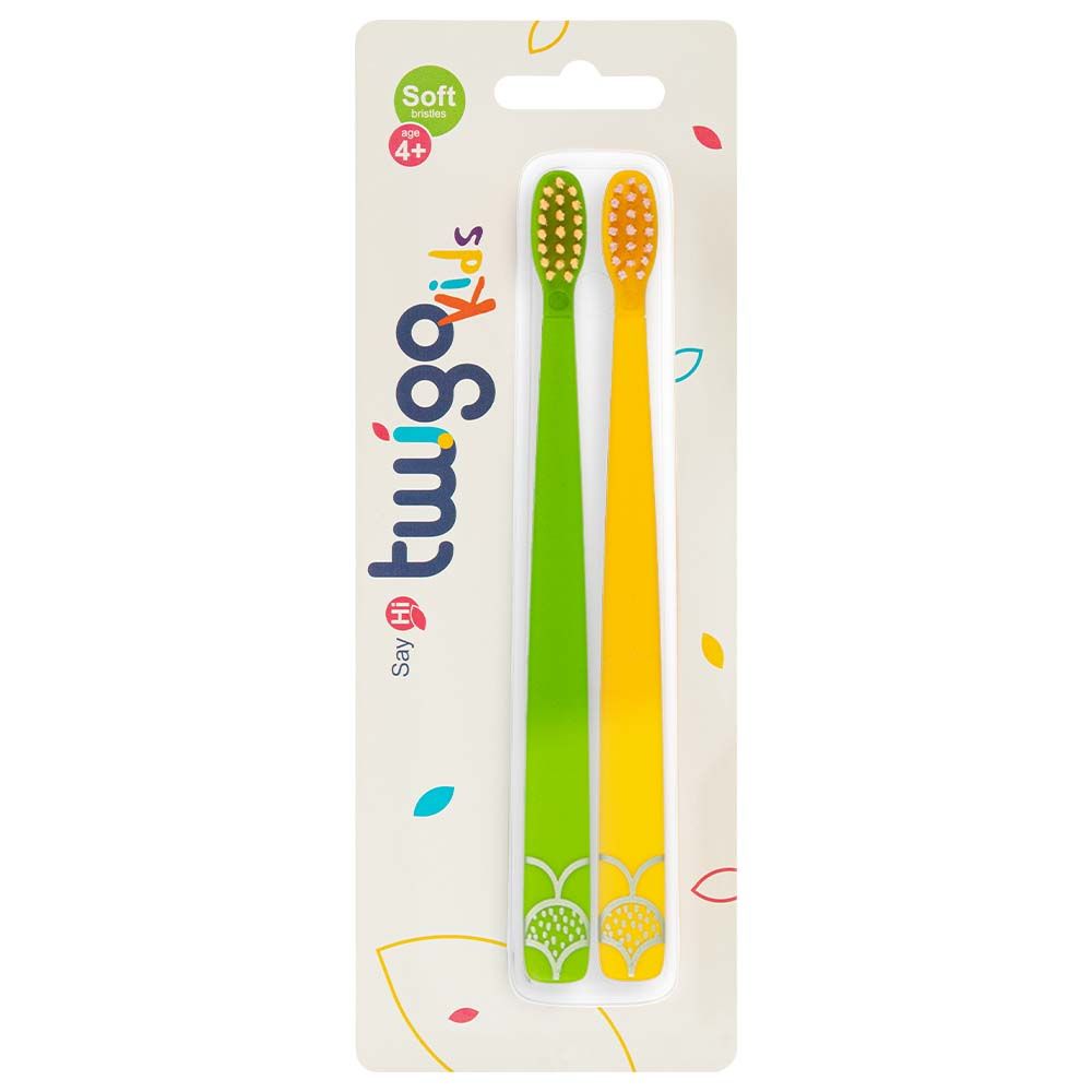 Flipper - Toothbrush Twigo Kids 2-in-1 - Green/Yellow - Pack of 2