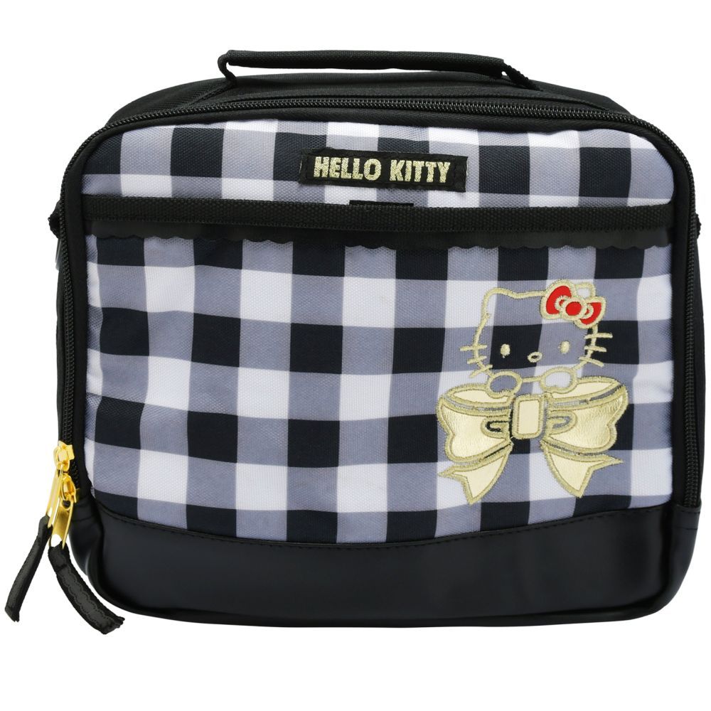 Hello Kitty - Checks Pattern Insulated Lunch Bag - Black