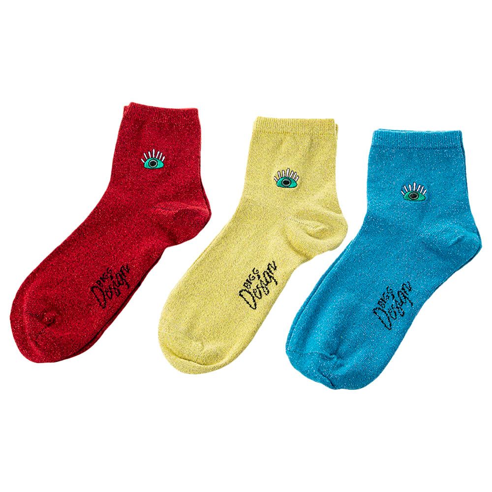 BiggDesign - My Eyes On You Glitter Socks Set - 3pcs