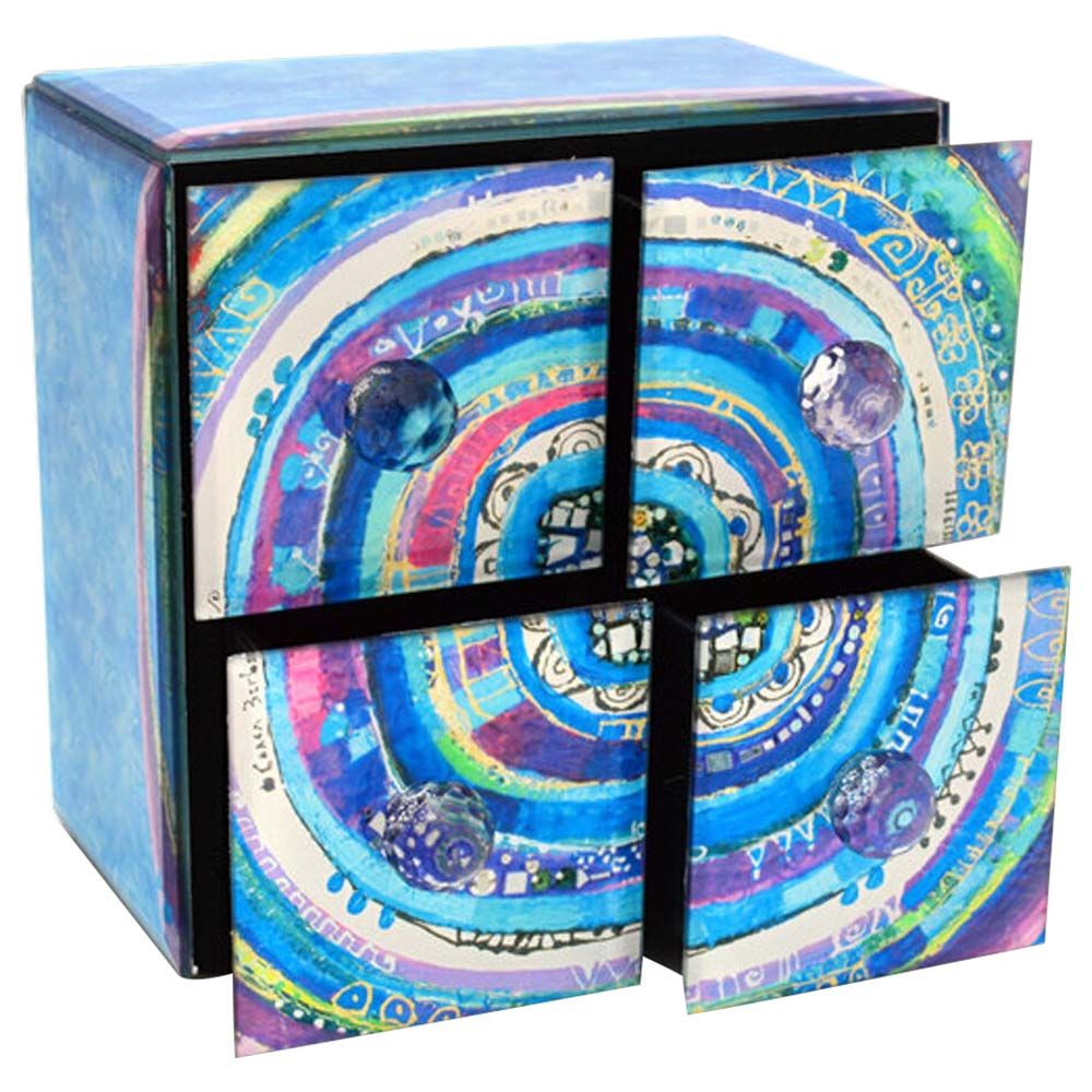 BiggDesign - Glass Jewellery Box w/ 4 Drawers - Blue