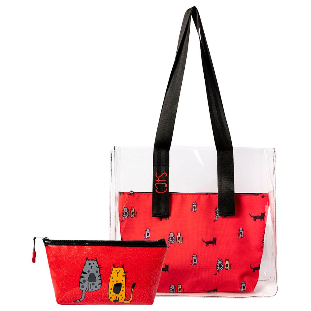 BiggDesign - Cats Print Clear Bag & Travel Makeup Bag