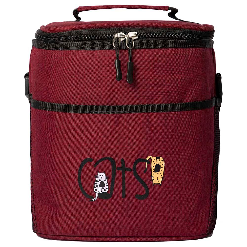 Biggdesign - Cats Insulated Lunch Bag - Claret Red