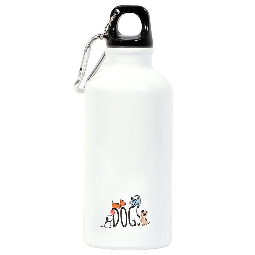 BiggDesign - Dogs Print Aluminium Water Bottle - 400 ML - White