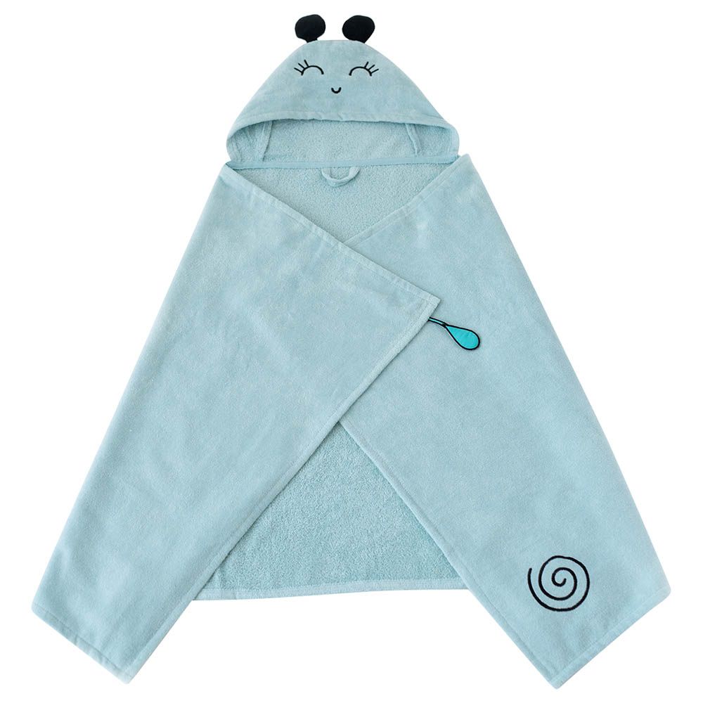 Milk&Moo - Sangaloz Velvet Hooded Baby Towel - Blue