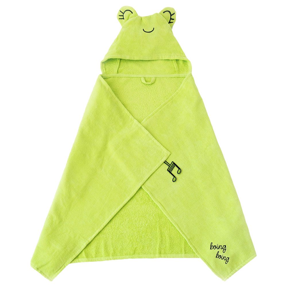 Milk&Moo - Cacha Frog Velvet Hooded Baby Towel - Green