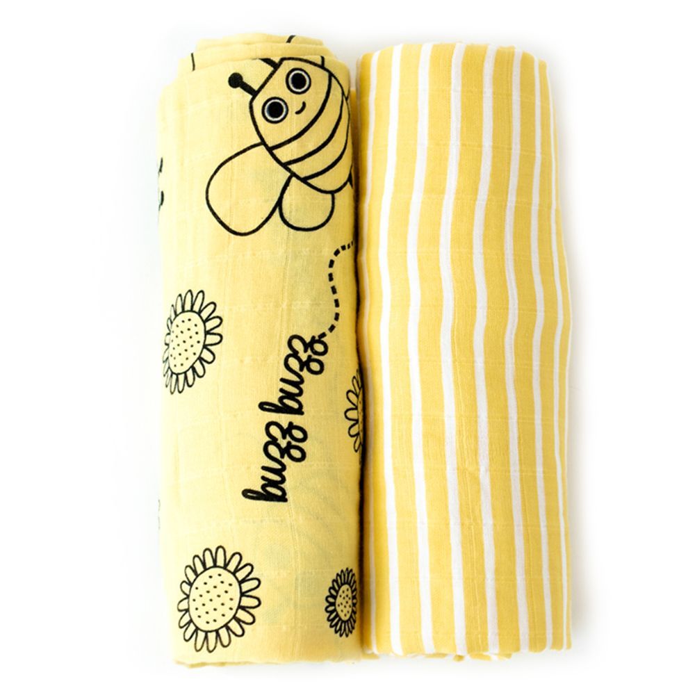 Milk&Moo - Buzzy Bee Muslin Swaddle Blanket Set of 2