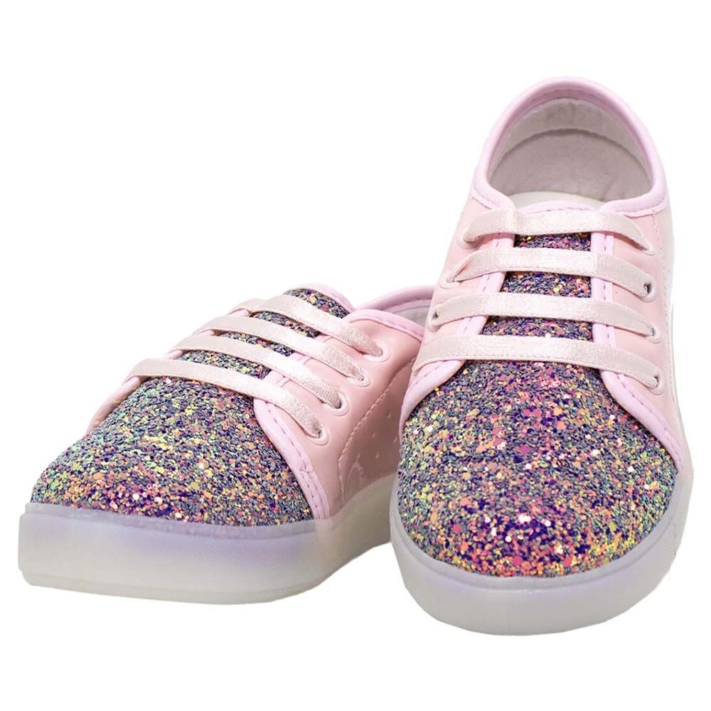 Pimpolho - Light-Up Glitter Lace Sneaker - Pink