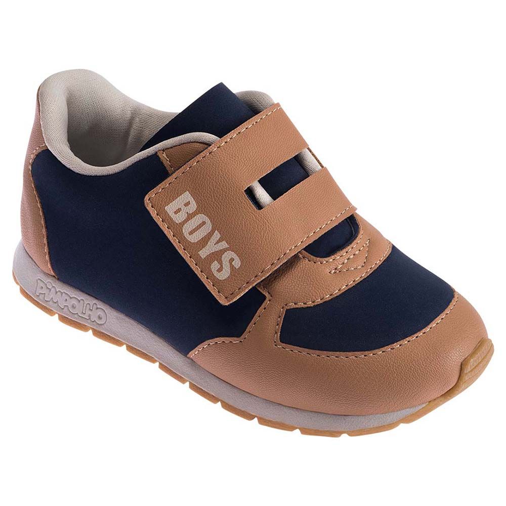 Pimpolho - Boys Velcro Strap Trainer - Caramel & Navy